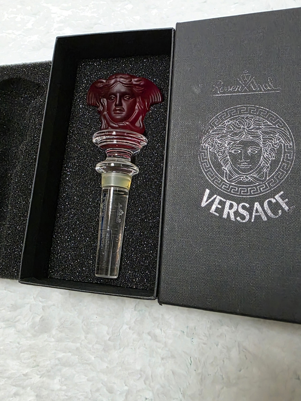 NEW Rosenthal Versace Medusa Red Crystal Bottle Stopper w/ Original Box